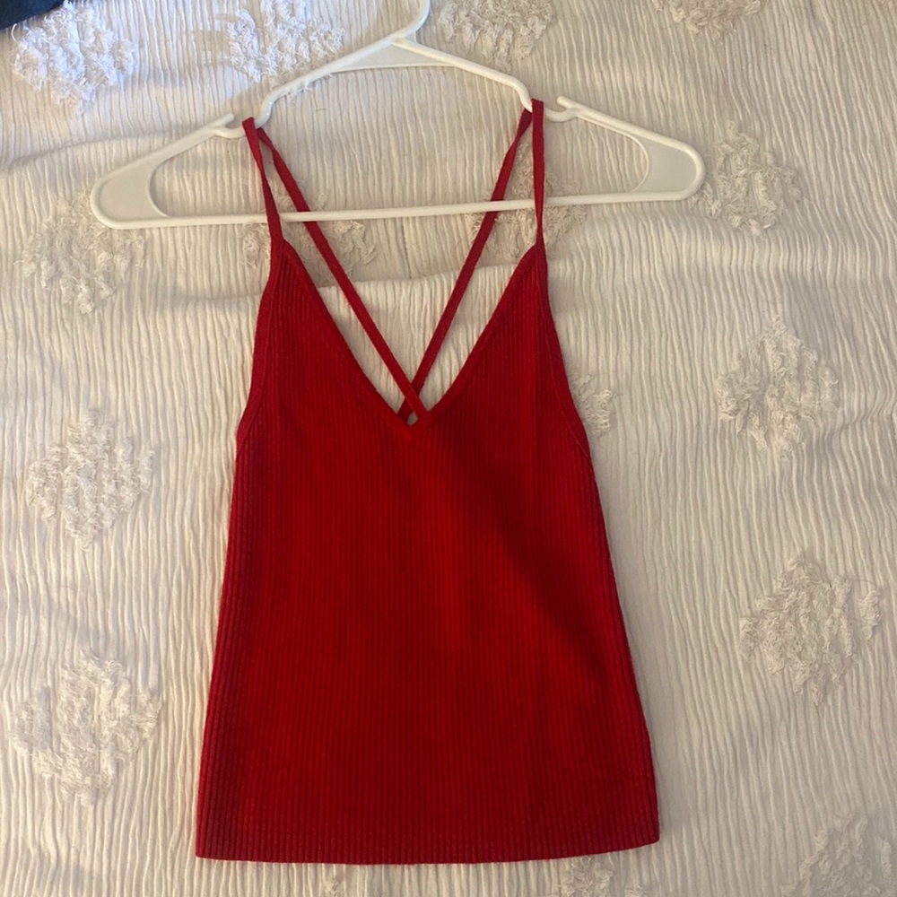 Kendall & Kylie red knit crop top